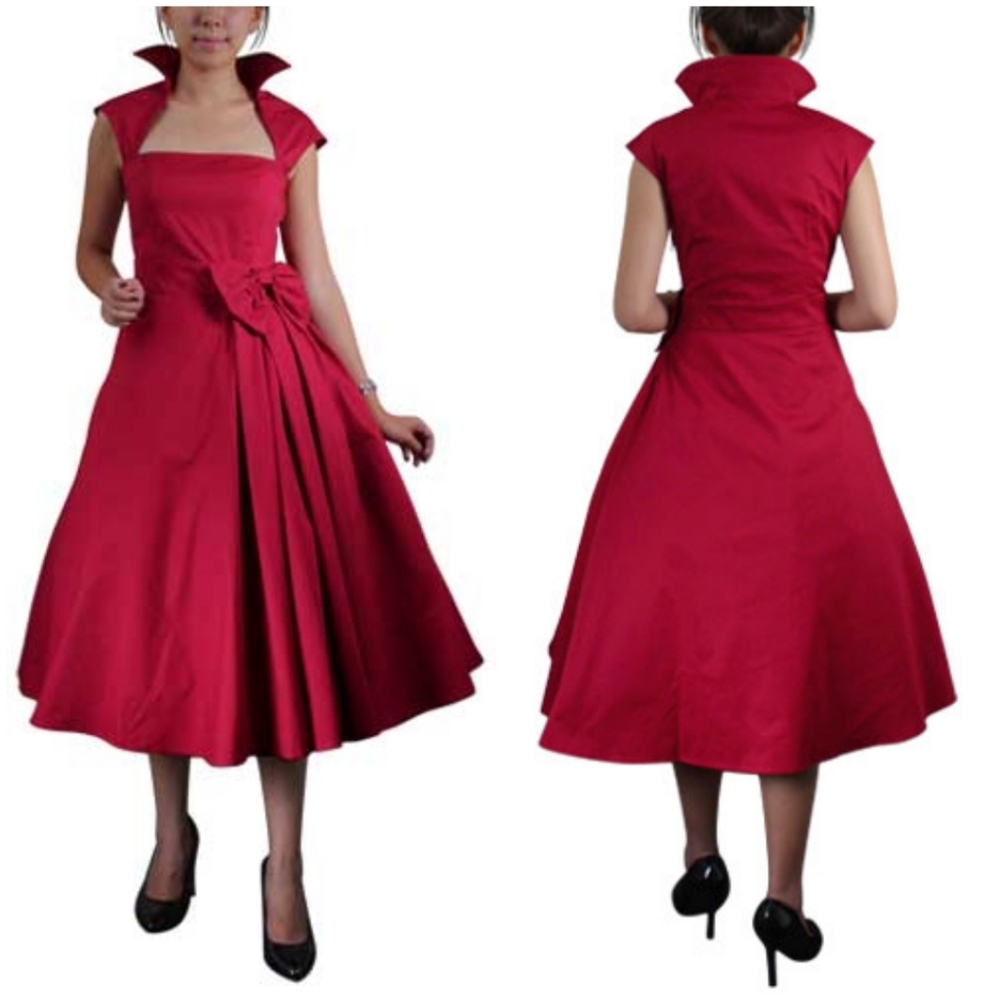 Pin Up Bow Collar Swing Dance Dress